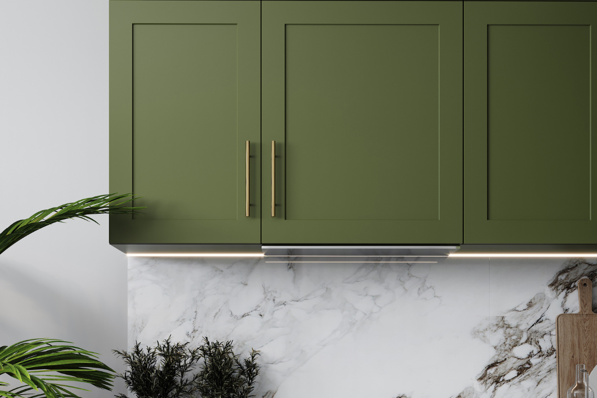 green custom replacement IKEA cabinet doors 